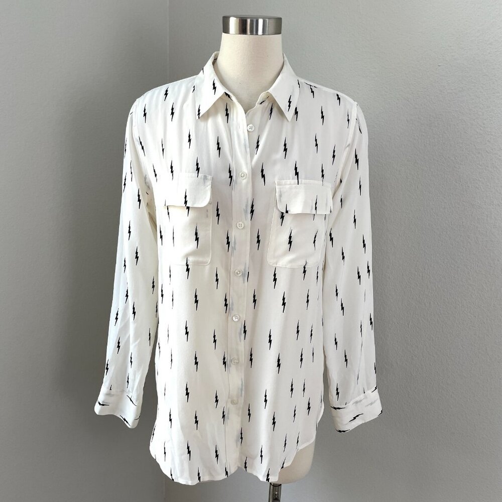 Equipment X Kate Moss Womens Large Slim Signature Button Up 100% Silk Blouse Top - Picture 2 of 12